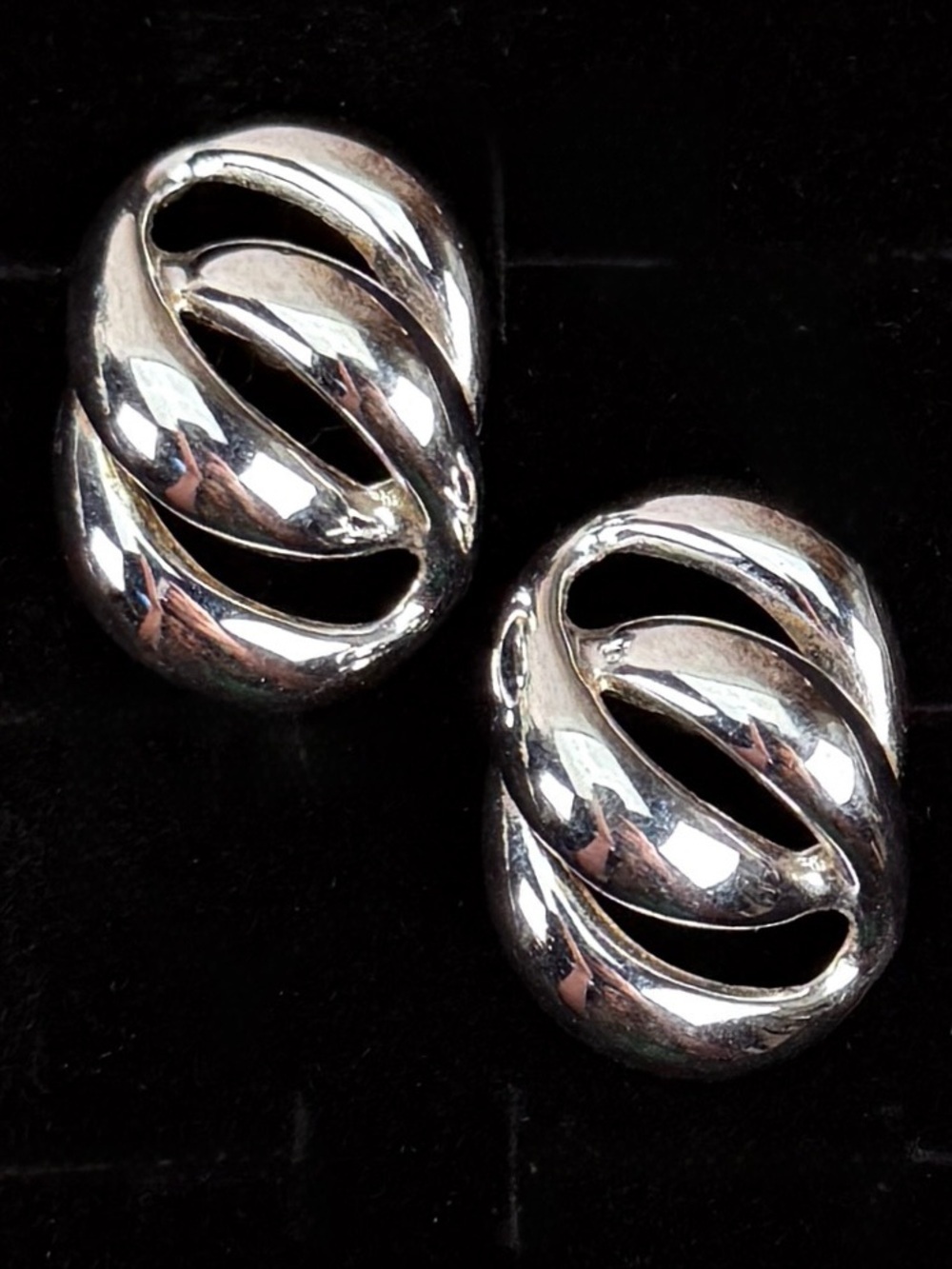 Vintage Weighted Silvertone Pierced Earrings